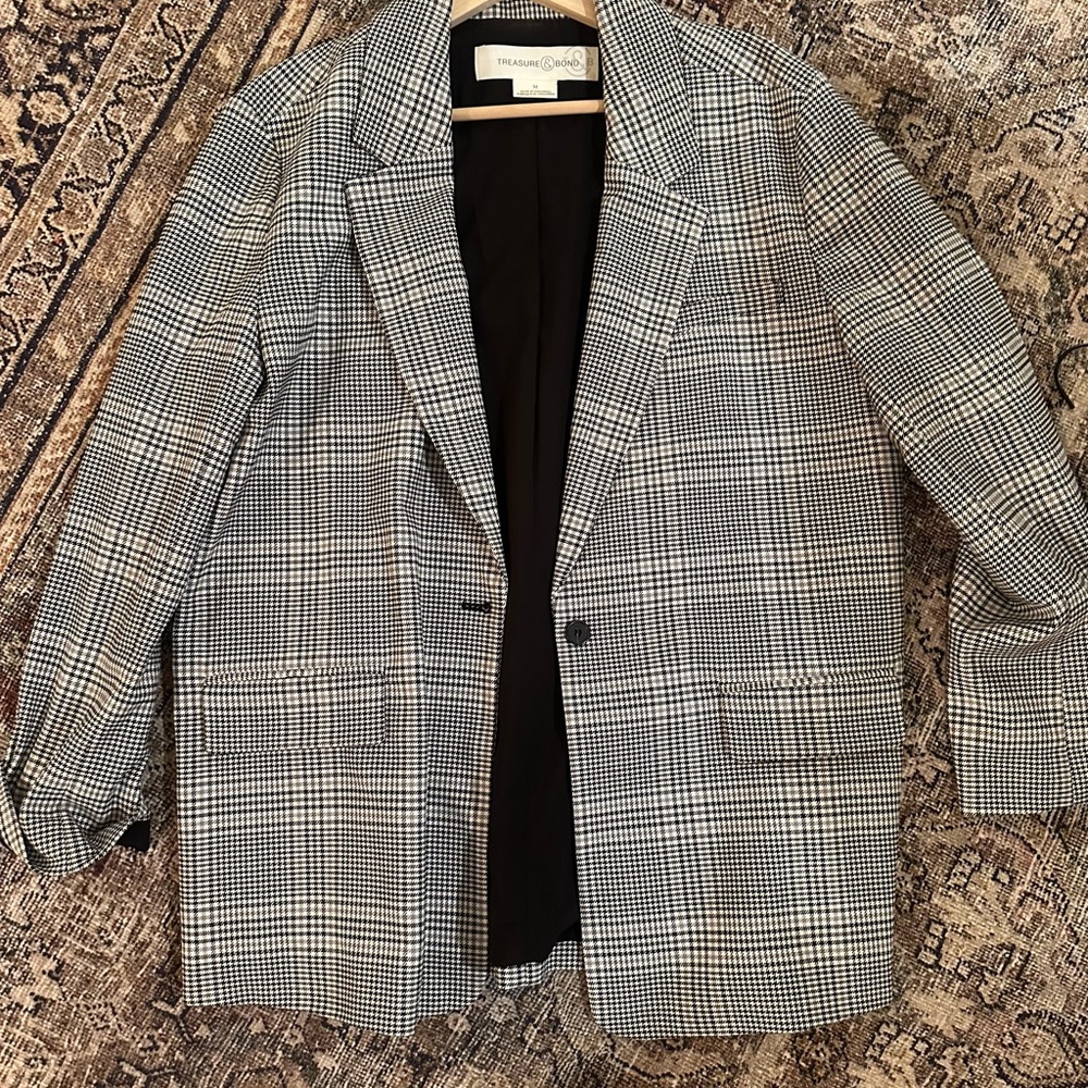 Treasure & Bond Checkered Black and White Blazer